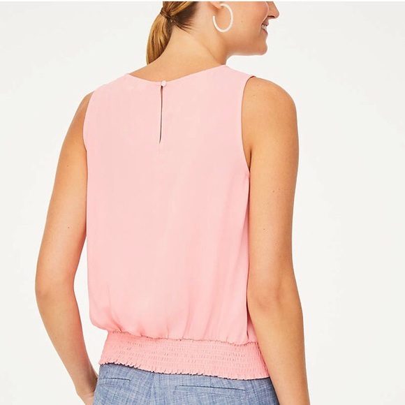 LOFT Banded Bottom Top Flamingo Pink - Picture 2 of 2